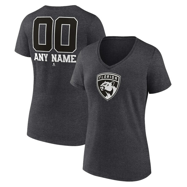 եʥƥ ǥ T ȥåץ Florida Panthers Fanatics Branded Women's Monochrome Personalized Name &Number VNeck TShirt Charcoal