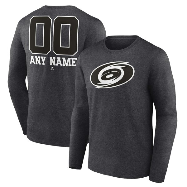 ファナティクス メンズ Tシャツ トップス Carolina Hurricanes Fanatics Branded Monochrome Personalized Name & Number Long Sleeve TShirt Charcoal