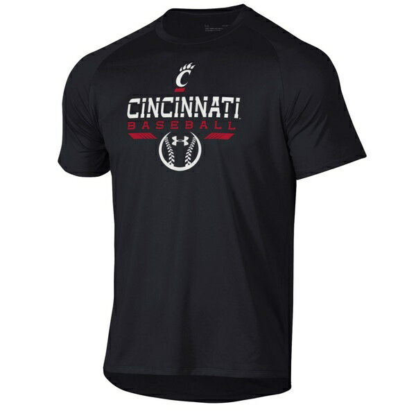 アンダーアーマー メンズ Tシャツ トップス Cincinnati Bearcats Under Armour Baseball Icon Raglan Performance TShirt Black