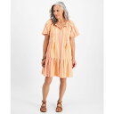 スタイルアンドコー レディース ワンピース トップス Petite Mountain Stripe Tiered Dress, Created for Macy...