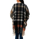 マーカスアドレール レディース ニット&セーター アウター Women's Plaid Cape Sweater with Fringe Detail Blac...