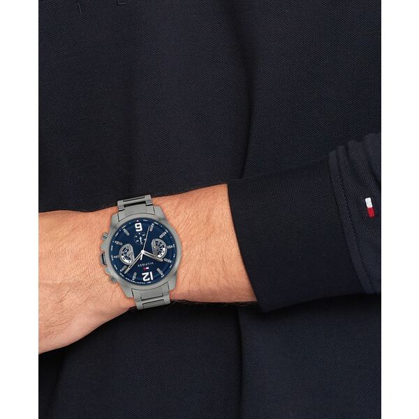 トミー ヒルフィガー メンズ 腕時計 アクセサリー Men's Quartz Grey Ionic Plated Steel Watch 46mm Grey