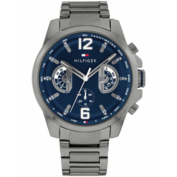 トミー ヒルフィガー メンズ 腕時計 アクセサリー Men's Quartz Grey Ionic Plated Steel Watch 46mm Grey
