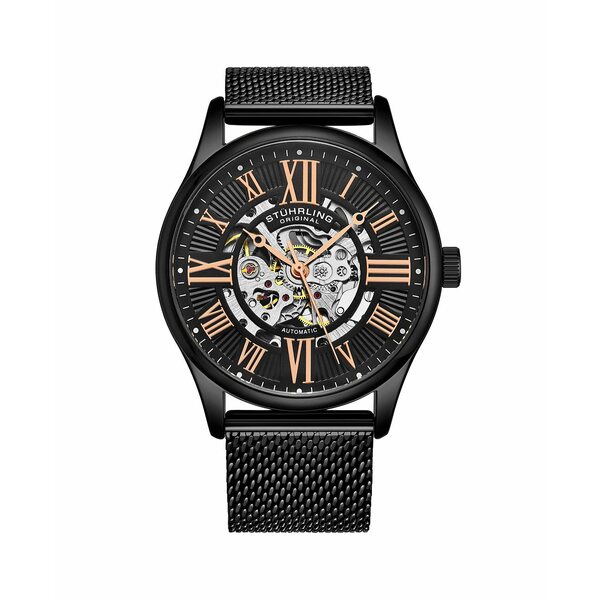 スターリング メンズ 腕時計 アクセサリー Men's Black Stainless Steel Bracelet Watch 42mm Black