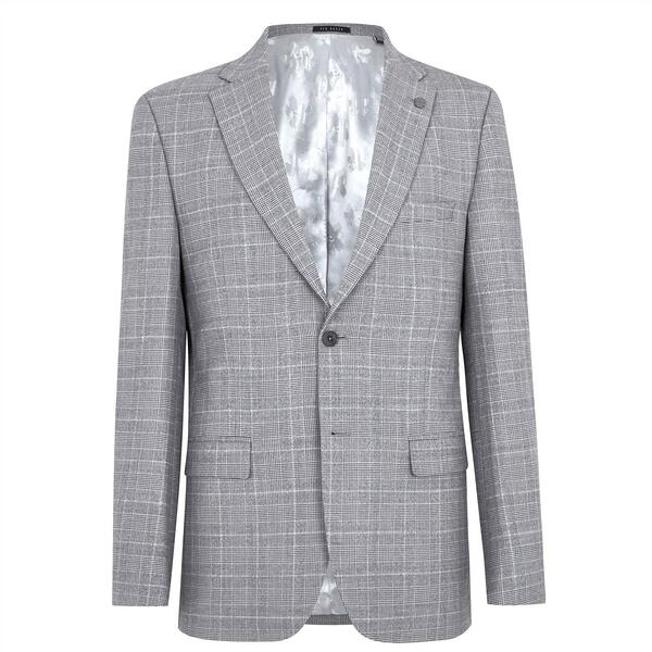 【送料無料】 テッドベーカー メンズ ジャケット＆ブルゾン アウター Ted Baker Prince Of Wales Suit Jacket Grey