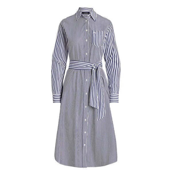 【送料無料】 ラルフローレン レディース ワンピース トップス Striped Shirtdress Blue/White