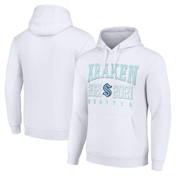 スターター メンズ パーカー・スウェットシャツ アウター Seattle Kraken Starter Graphic Pullover Hoodie White 1