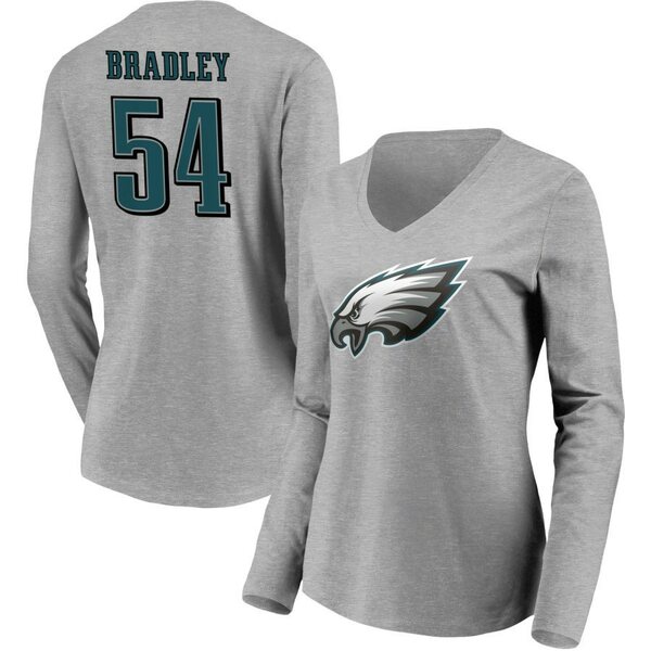 եʥƥ ǥ T ȥåץ Philadelphia Eagles Fanatics Branded Women's Team Authentic Custom Long Sleeve VNeck TShirt Gray