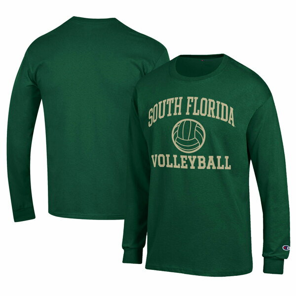 チャンピオン メンズ Tシャツ トップス South Florida Bulls Champion Stacked Logo Volleyball Jersey Long Sleeve TShirt Green