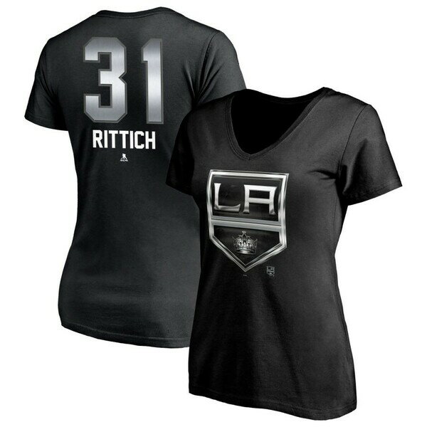 եʥƥ ǥ T ȥåץ Los Angeles Kings Fanatics Branded Women's Personalized Midnight Mascot Logo VNeck TShirt Rittich,David-31