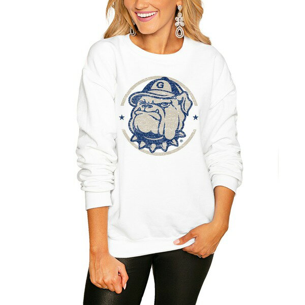 ゲームデイ レディース パーカー・スウェットシャツ アウター Georgetown Hoyas Women's End Zone Pullover Sweatshirt White