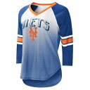 J[oNX fB[X TVc gbvX New York Mets GIII 4Her by Carl Banks Women's LeadOff Raglan 3/4Sleeve VNeck TShirt White/Royal