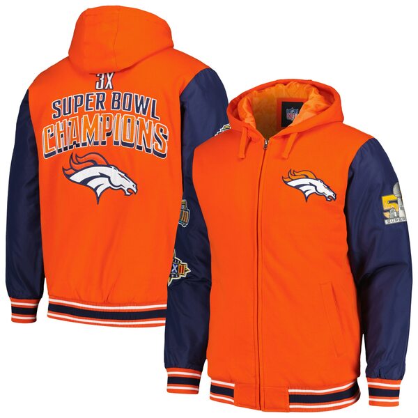 カールバンクス メンズ ジャケット＆ブルゾン アウター Denver Broncos GIII Sports by Carl Banks Player Option FullZip Hoodie Orange/Navy