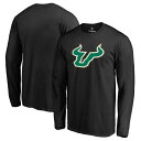 【送料無料】 ファナティクス メンズ Tシャツ トップス South Florida Bulls Fanatics Branded Primary Logo Long Sleeve TShirt Black