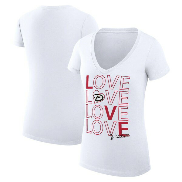 J[oNX fB[X TVc gbvX Arizona Diamondbacks GIII 4Her by Carl Banks Women's Love Graphic Team VNeck Fitted TShirt White