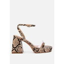 ロンンドンラグ レディース サンダル シューズ Women's Such Flirt Snake Print Triangular Block Heel Sandals Macchiato(4)