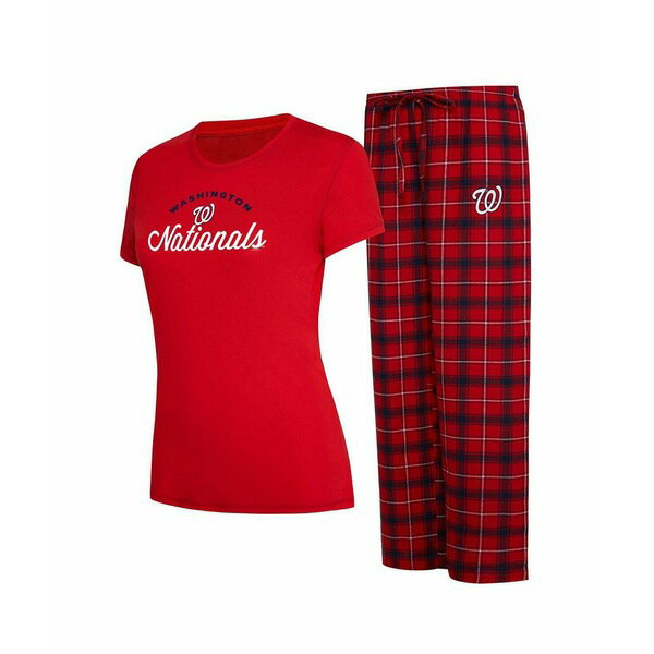 コンセプトスポーツ レディース Tシャツ トップス Women's Red, Navy Washington Nationals Arctic T-shirt and Flannel Pants Sleep Set Red, Navy