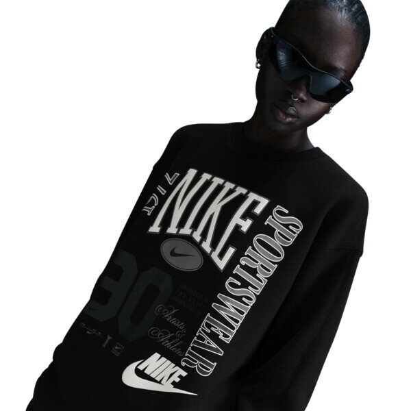 ナイキ レディース パーカー・スウェットシャツ アウター Nike Street Fleece Crew Black/Sail