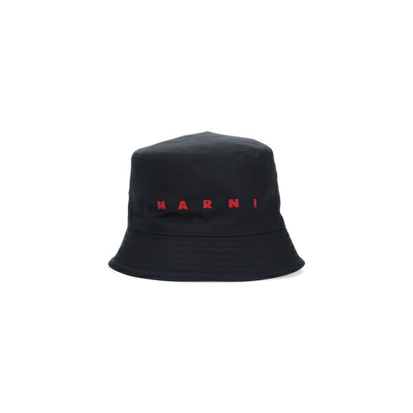 マルニ メンズ 帽子 アクセサリー Logo Bucket Hat Black(4)