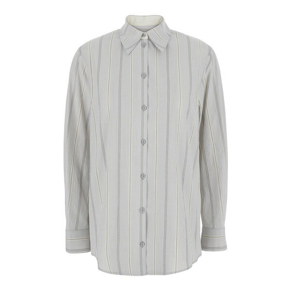 ロウ クラシック レディース シャツ トップス Blue Shirt With Classic Collar And All-over Striped Motif In Cotton Woman Blu(4)