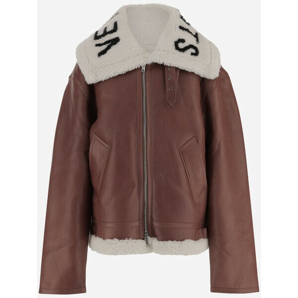 ȥ ǥ 㥱åȡ֥륾  Leather Jacket With Logo Brown