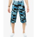 エックスレイ メンズ カジュアルパンツ ボトムス Men's Belted Capri Cargo Shorts Teal Camo