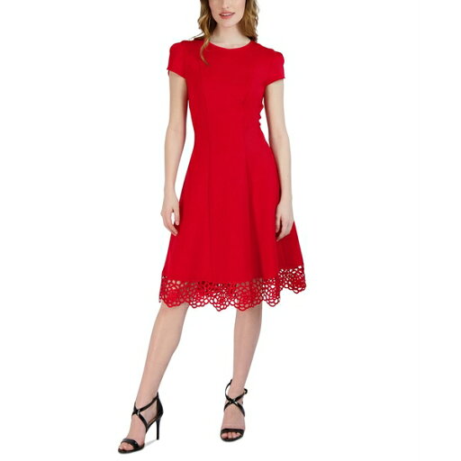 ドナリッコ レディース ワンピース トップス Women's Round-Neck Sleeveless Fit & Flare Dress Red ドナリッコ レディース ワンピース トップス Women's Round-Neck Sleeveless Fit & Flare Dress Red