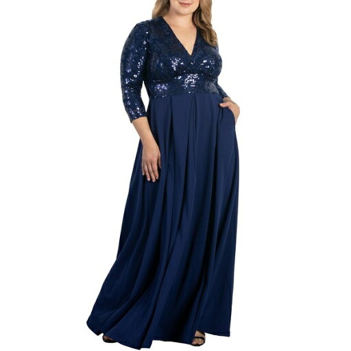 キヨナ レディース ワンピース トップス Women's Plus Size Paris Pleated Sequin Gown Nocturnal navy キヨナ レディース ワンピース トップス Women's Plus Size Paris Pleated Sequin Gown Nocturnal navy