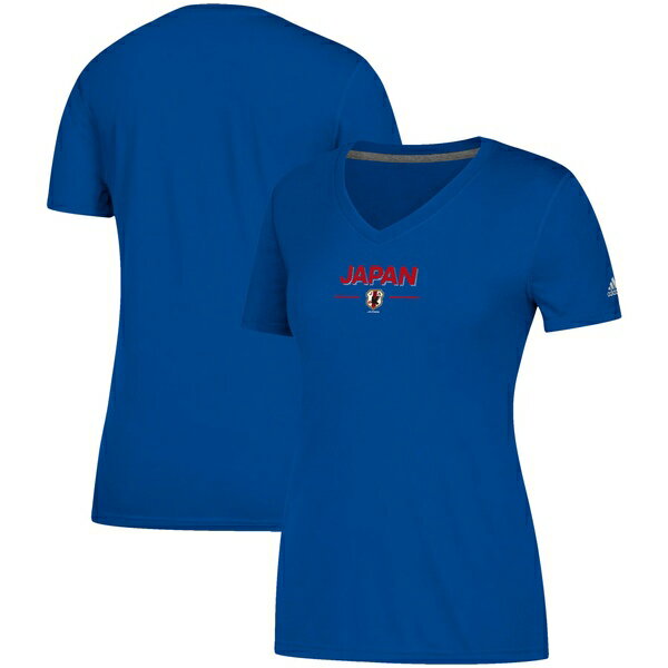 アディダス レディース Tシャツ トップス Japan National Team adidas Women's Ultimate Lined Up Too climalite VNeck TShirt Blue