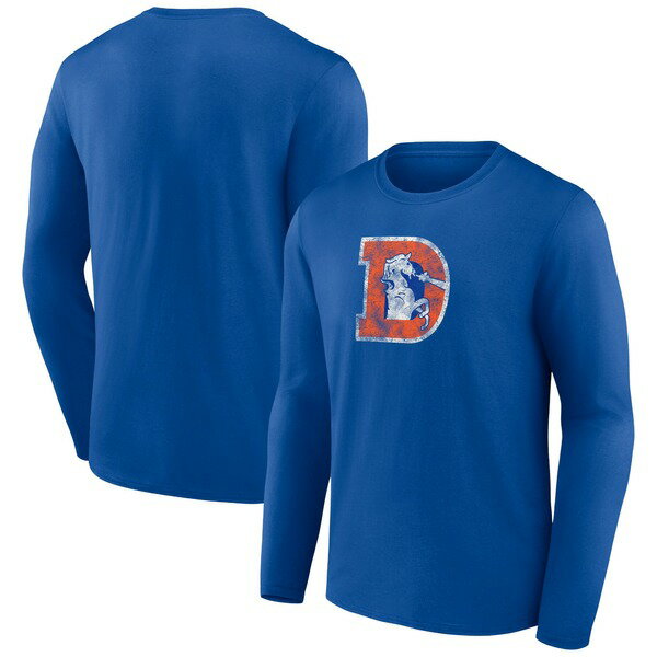 եʥƥ  T ȥåץ Denver Broncos Fanatics Branded Throwback Long Sleeve TShirt Royal