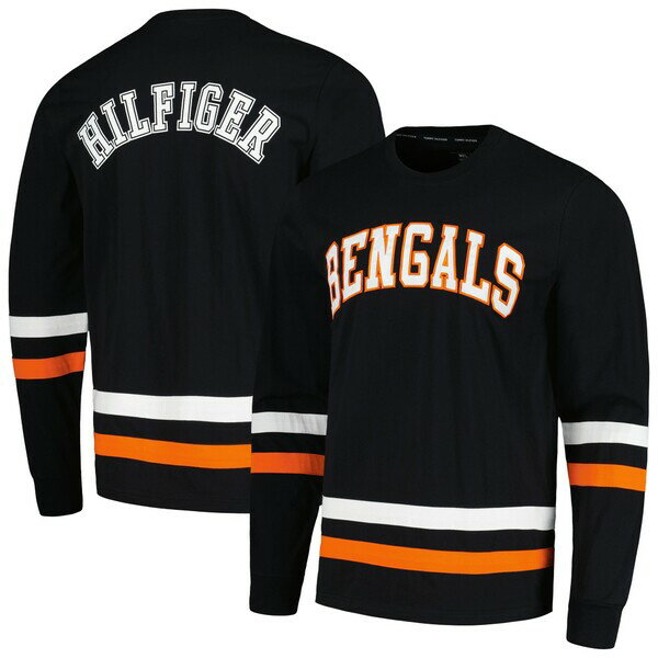 トミー ヒルフィガー メンズ Tシャツ トップス Cincinnati Bengals Tommy Hilfiger Nolan Long Sleeve TShirt Black/Orange