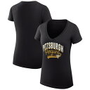 カールバンクス レディース Tシャツ トップス Pittsburgh Penguins GIII 4Her by Carl Banks Women's Filigree Logo VNeck TShirt Black