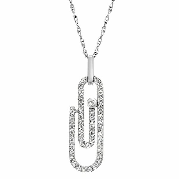 ラップド レディース ネックレス・チョーカー・ペンダントトップ アクセサリー Diamond Paperclip Pendant Necklace (1/3 ct. t.w.) in 14k White Gold, 18