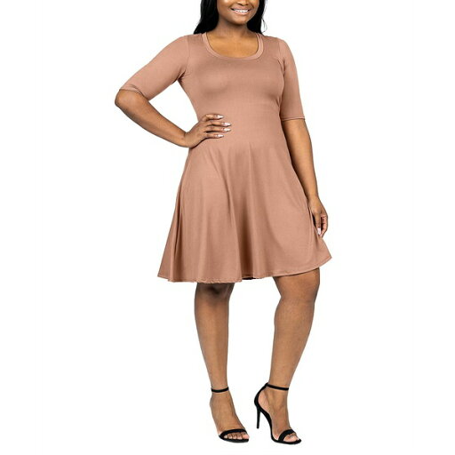 24セブンコンフォート レディース ワンピース トップス Plus Size Knee Length Dress Mocha 24セブンコンフォート レディース ワンピース トップス Plus Size Knee Length Dress Mocha