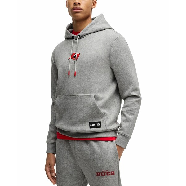 ヒューゴボス メンズ パーカー・スウェットシャツ アウター BOSS x NFL Men's Interlock Hoodie Bucs Grey