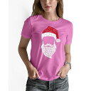エルエーポップアート レディース Tシャツ トップス Women's Feliz Navidad Santa Claus Word Art Crew Neck T-Shirt Pink