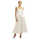 ドレッシーコレクション レディース ワンピース トップス Square Neck Satin Midi Dress with Full Skirt & Pockets Ivory