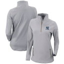 コロンビア レディース ジャケット＆ブルゾン アウター New York Yankees Columbia Women's OmniWick Outward Nine QuarterZip Pullover Top Gray