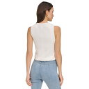 ダナ キャラン ニューヨーク レディース カットソー トップス Women's Square-Neck Zip-Front Sleeveless Corset Top Eggnog