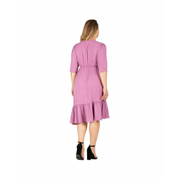 スタンダーズアンドプラクティス レディース ワンピース トップス Women's Plus-size Ruched Sleeve Ruffle Hem Midi Dress Deep mauve