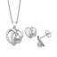 ٥ ɥ ᡼ ǥ  ꡼ 2-Pc. Set Cultured Freshwater Button Pearl (6mm) &Cubic Zirconia Heart Pendant Necklace &Matching Stud Earrings in Sterling Silver Sterling Silver