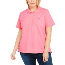 トミー ヒルフィガー レディース ポロシャツ トップス Plus Size Short-Sleeve Polo Shirt Peony