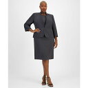 ル スーツ レディース ジャケット&ブルゾン アウター Plus Size Jacket & Empire-Waist Sheath Dress Charcoal(4)