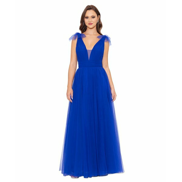 ベッツィ アンド アダム レディース ワンピース トップス Women's V-Neck Sleeveless Chiffon Gown Royal