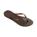 ハワイアナス ハワイアナス レディース サンダル シューズ Women's Slim Flip-flop Sandals Dark Brown Metallic