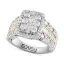 GtB[ RNV fB[X O ANZT[ EFFY&reg; Emerald Shaped Halo Cluster Ring (2-1/3 ct. t.w.) in 14k Two-Tone Gold Yellow & White Gold