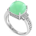 GtB[ RNV fB[X O ANZT[ EFFY&reg; Dyed Green Jade & Diamond (1/20 ct. t.w.) Statement Ring in Sterling Silver Sterling Silver