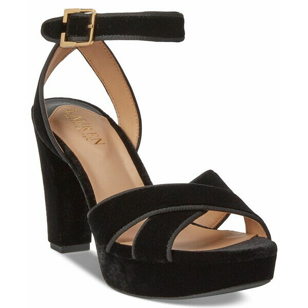 ラルフローレン レディース サンダル シューズ Women's Sasha Ankle-Strap Platform Dress Sandals Black Velvet