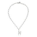 GeBJ fB[X lbNXE`[J[Ey_ggbv ANZT[ Paperclip Chain Initial Necklace Rhodium-H