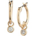 t[ fB[X sAXCO ANZT[ Gold-Tone Crystal Huggie Drop Hoop Earrings Clear